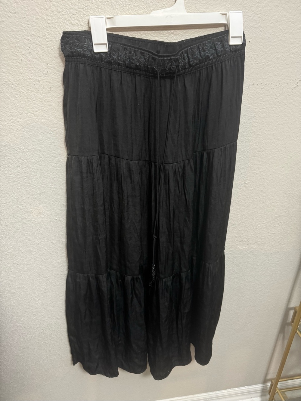 Rachel Zoe Black Tiered Maxi Skirt with Drawstring Waist